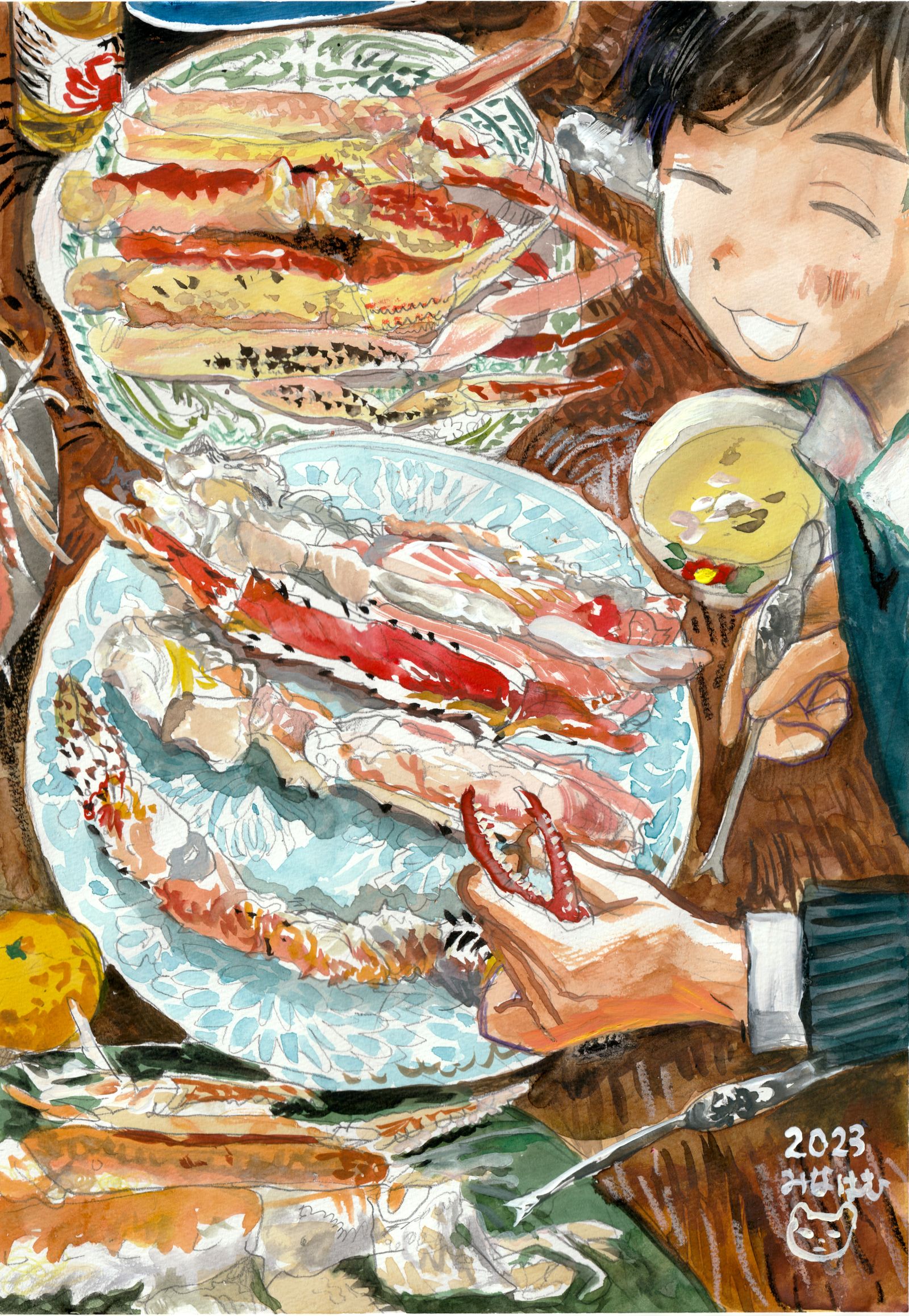 螃蟹和那不勒斯的画插画图片壁纸