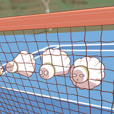 关于打羽毛球挂网的下场插画图片壁纸