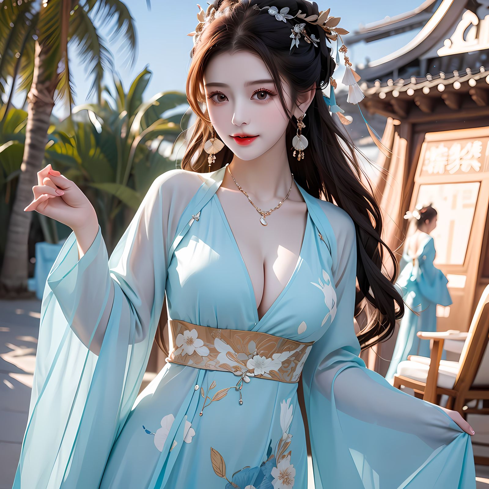 琴-国风汉服美女性感美女