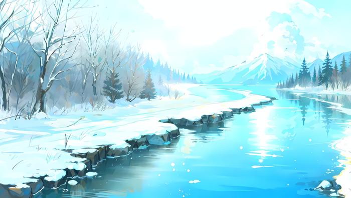 北国风光：雪插画图片壁纸