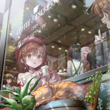 autumn cafe插画图片壁纸