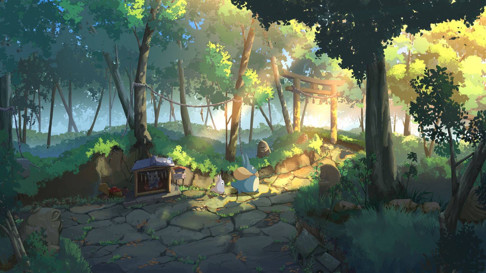 森林，日系场景插画图片壁纸