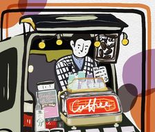 城市速写|咖啡车-插画 商业插画原创