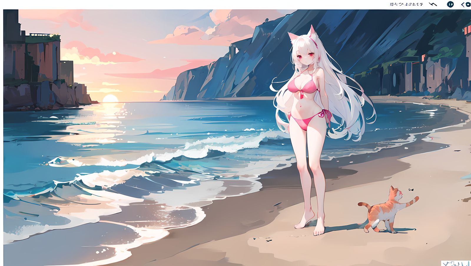 沙滩少女插画图片壁纸
