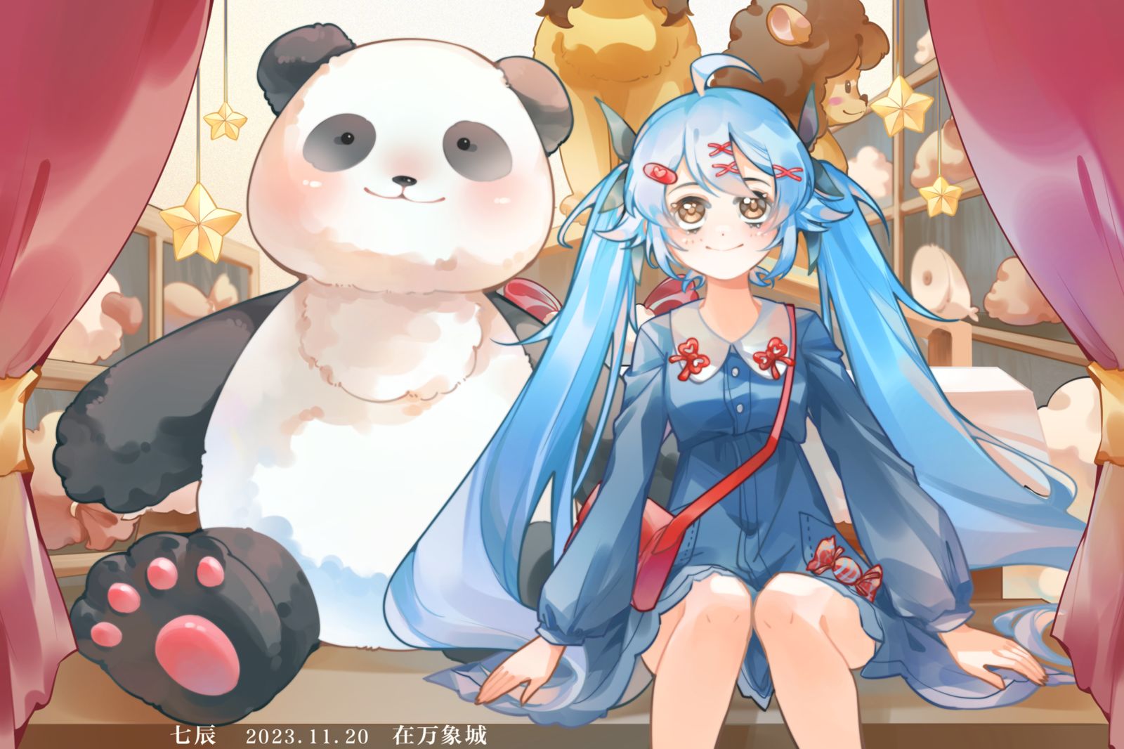 fufu和大熊猫插画图片壁纸