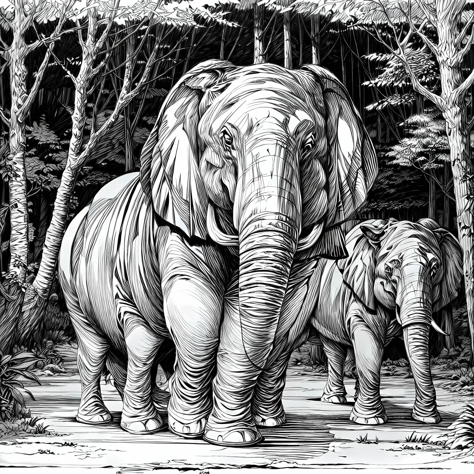 大象的凝视插画图片壁纸