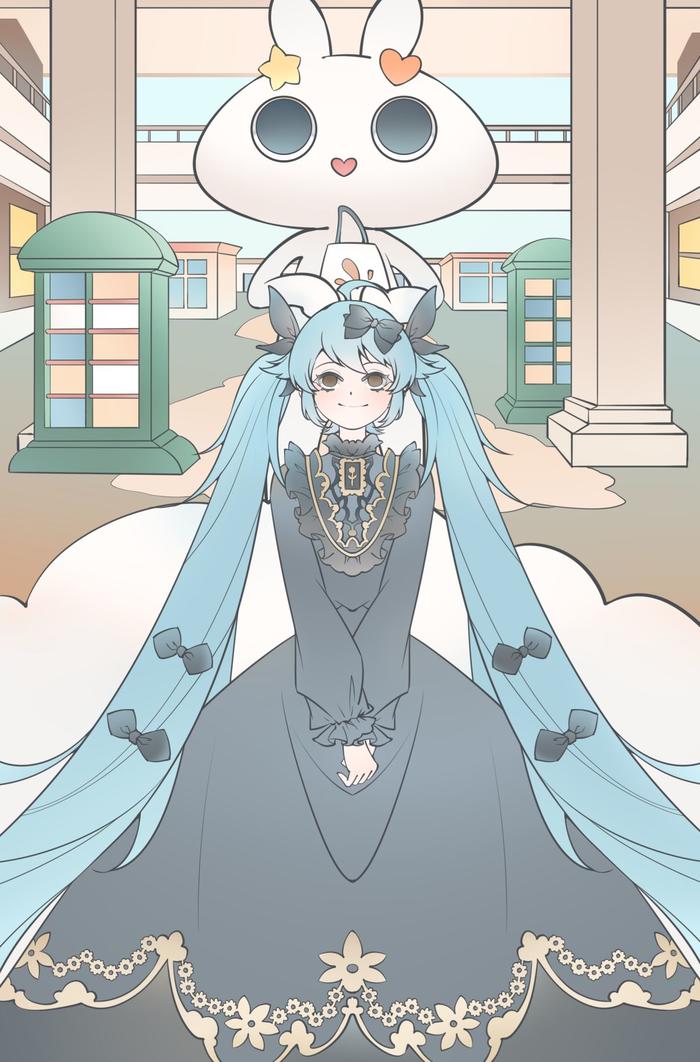 兔兔和初音fufu插画图片壁纸