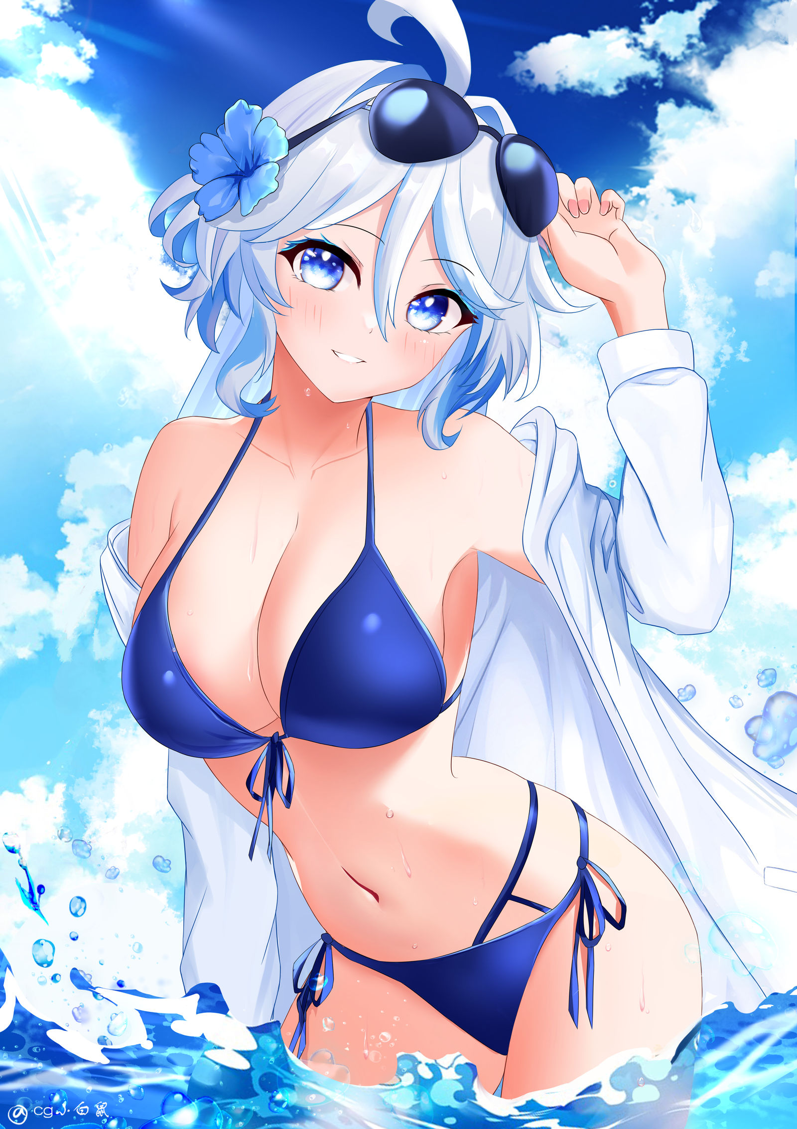 芙宁娜泳装插画图片壁纸