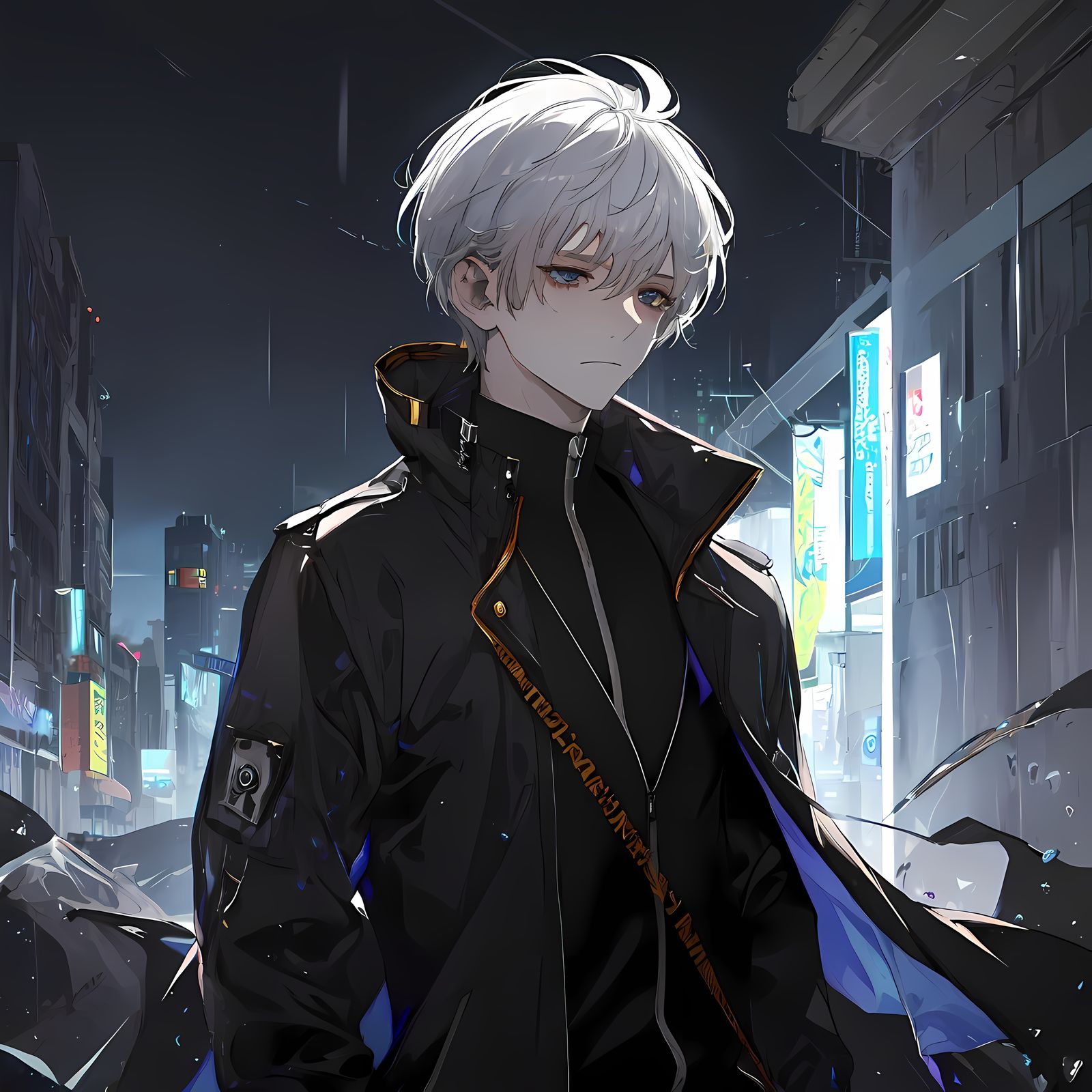 雨中-二次元男生ai绘图