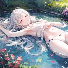 躺在水池里的女孩V头像同人高清图