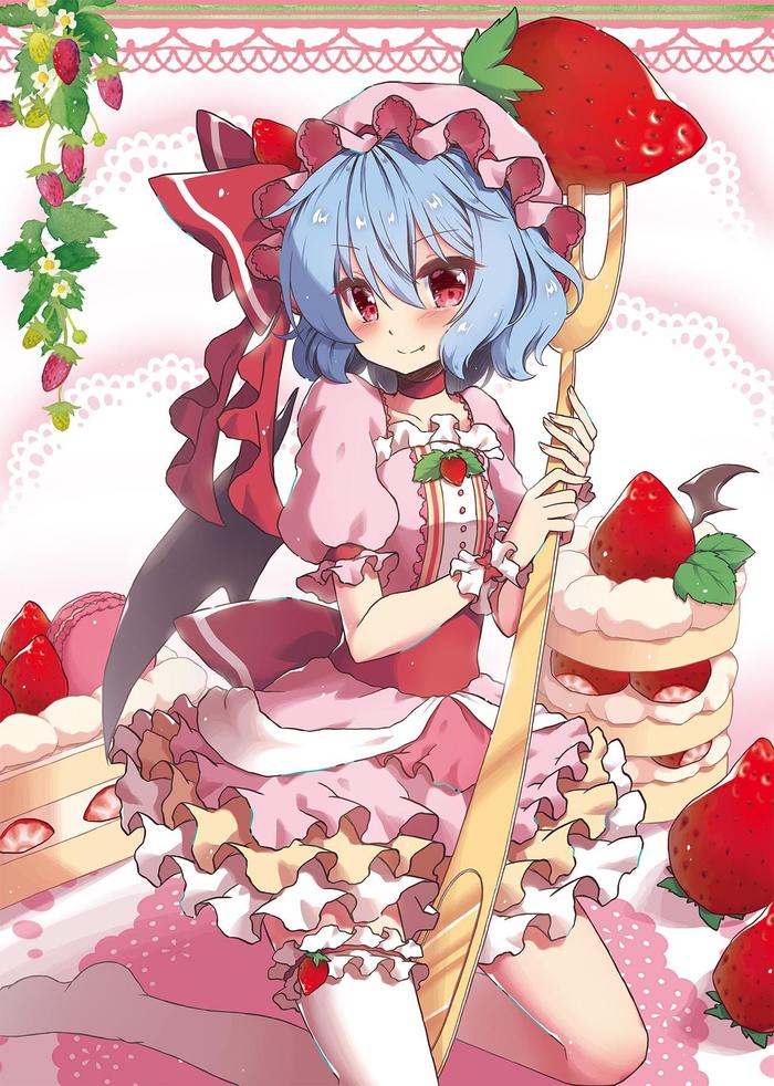 草莓蛋糕×雷米利亚插画图片壁纸