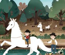 骑白马的小孩子-儿童绘本儿童画