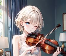拉小提琴的女孩-二次元金发