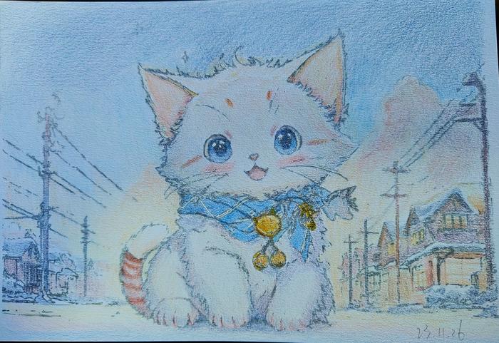 手绘猫猫插画图片壁纸