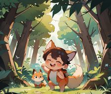 森林里的小狐狸-儿童插画AI生成