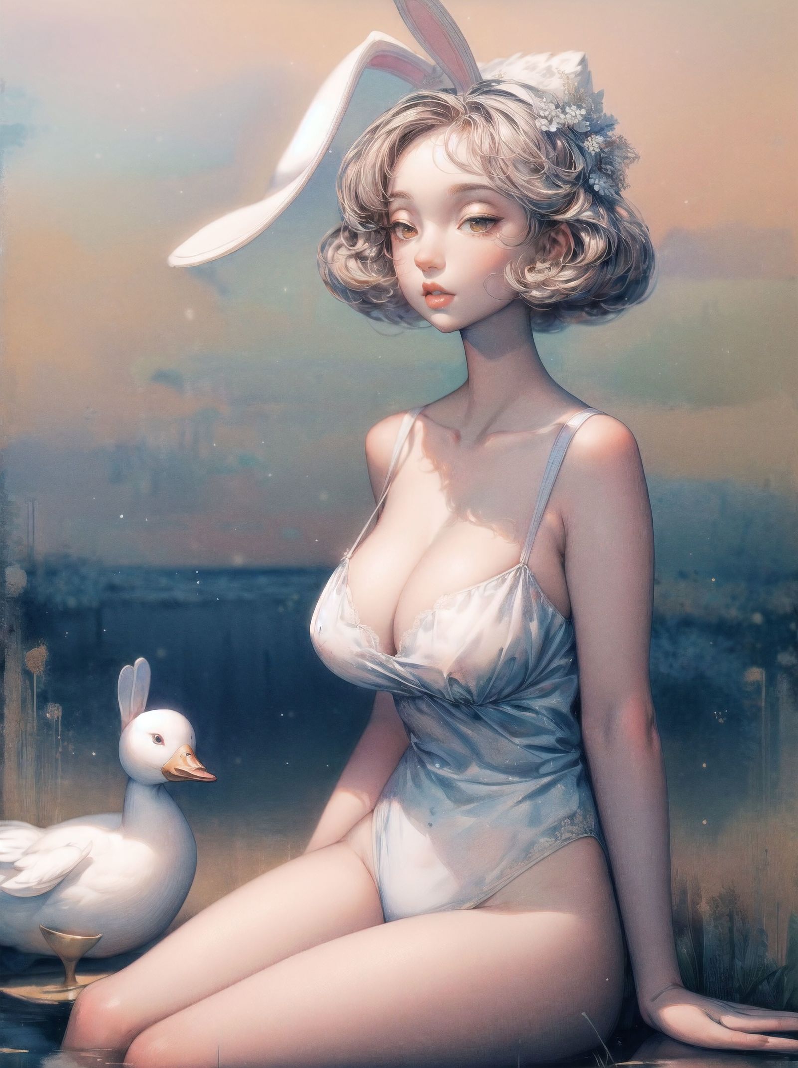 兔女子-老上海插画兔女子