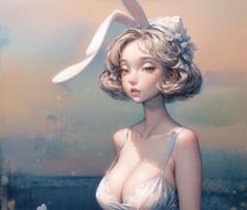 兔女子-老上海插画兔女子