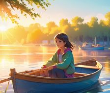 划船的小女孩-✨缤纷色彩早晨