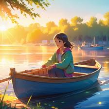 划船的小女孩插画图片壁纸