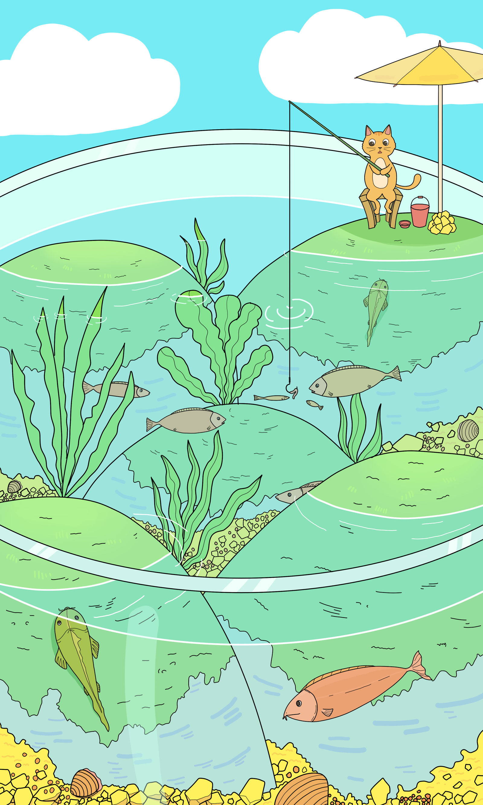鱼缸插画图片壁纸