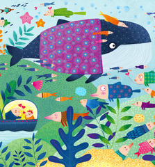 儿童拼图玩具产品插画-海底奇幻世界鱼类拼图插画插画图片壁纸
