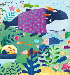 儿童拼图玩具产品插画-海底奇幻世界鱼类拼图插画插画图片壁纸