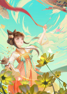 个人原创系列插画《阳春三月-放风筝》插画图片壁纸