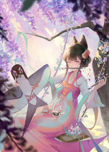 个人原创系列插画《阳春三月-紫藤》头像同人高清图
