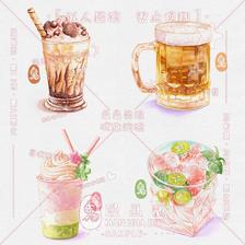 水彩风饮品插画图片壁纸