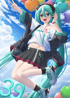 迟到的miku39快乐qwq！插画图片壁纸