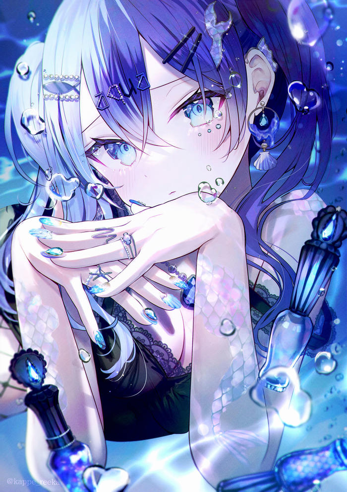 Aquamarine Mermaid Tears插画图片壁纸