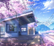 樱花车站-风景背景