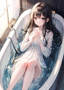 躺在浴缸上的少女头像同人高清图