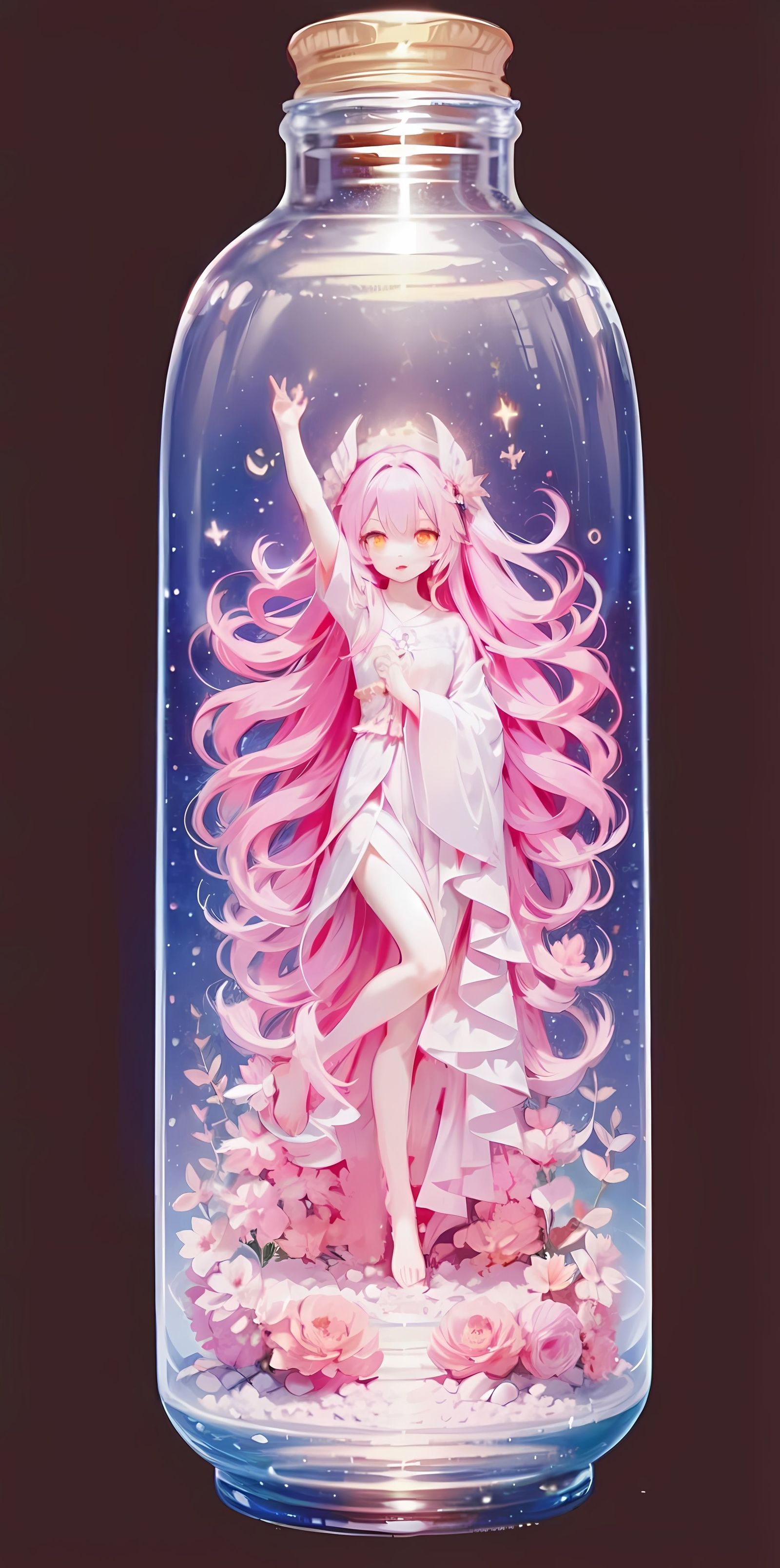 瓶中的爱神-二次元粉色发