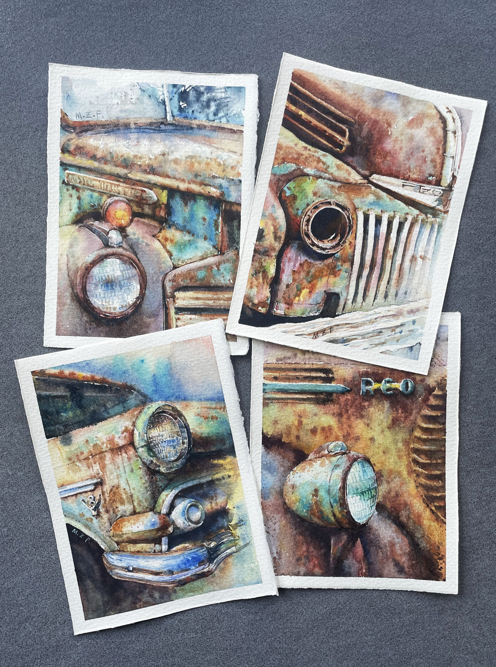 性感的铁锈—水彩《老爷车》插画图片壁纸