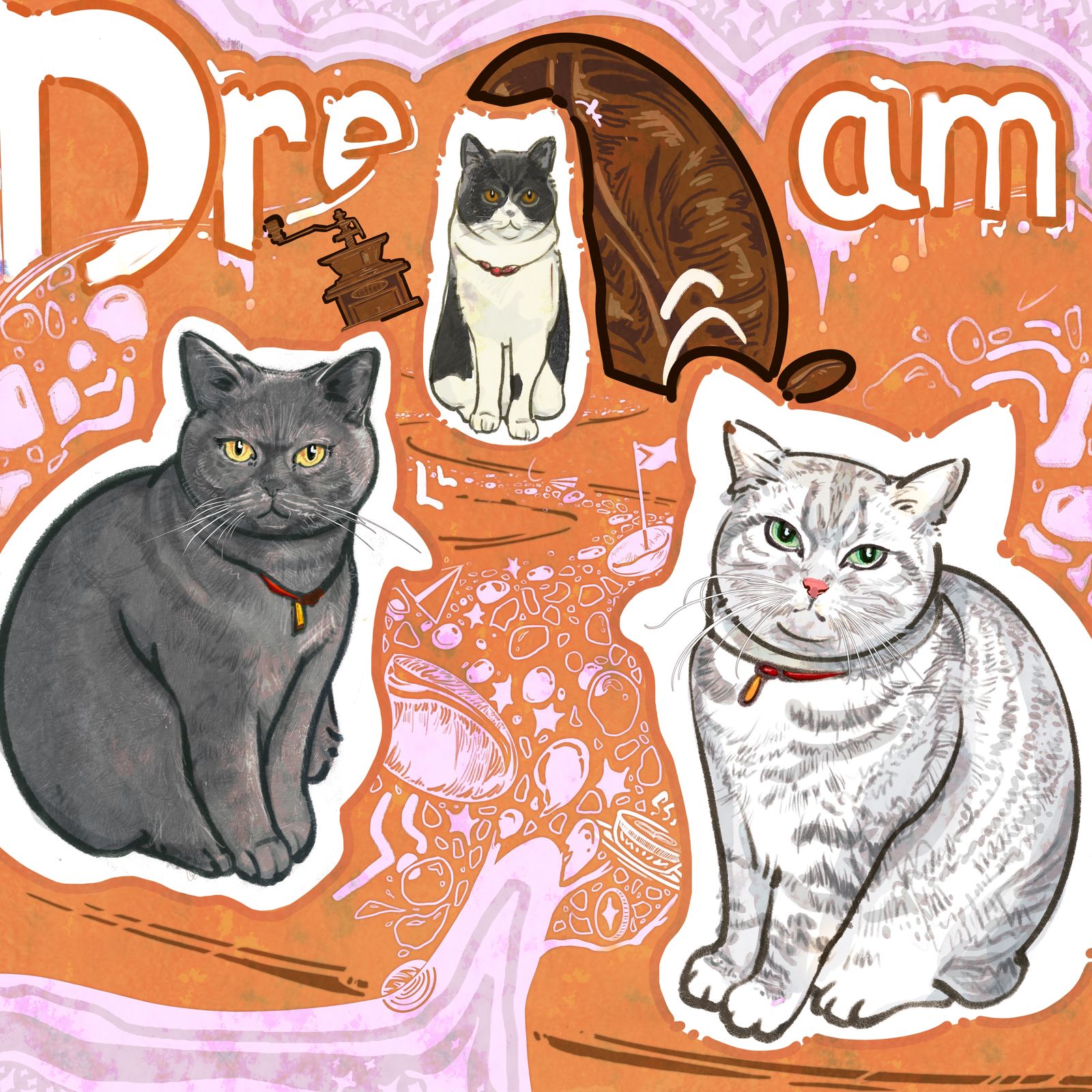 猫咖插画图片壁纸