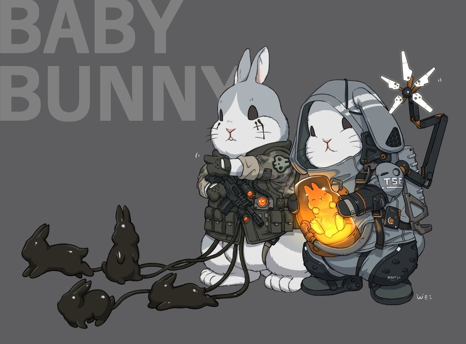 Baby bunny插画图片壁纸