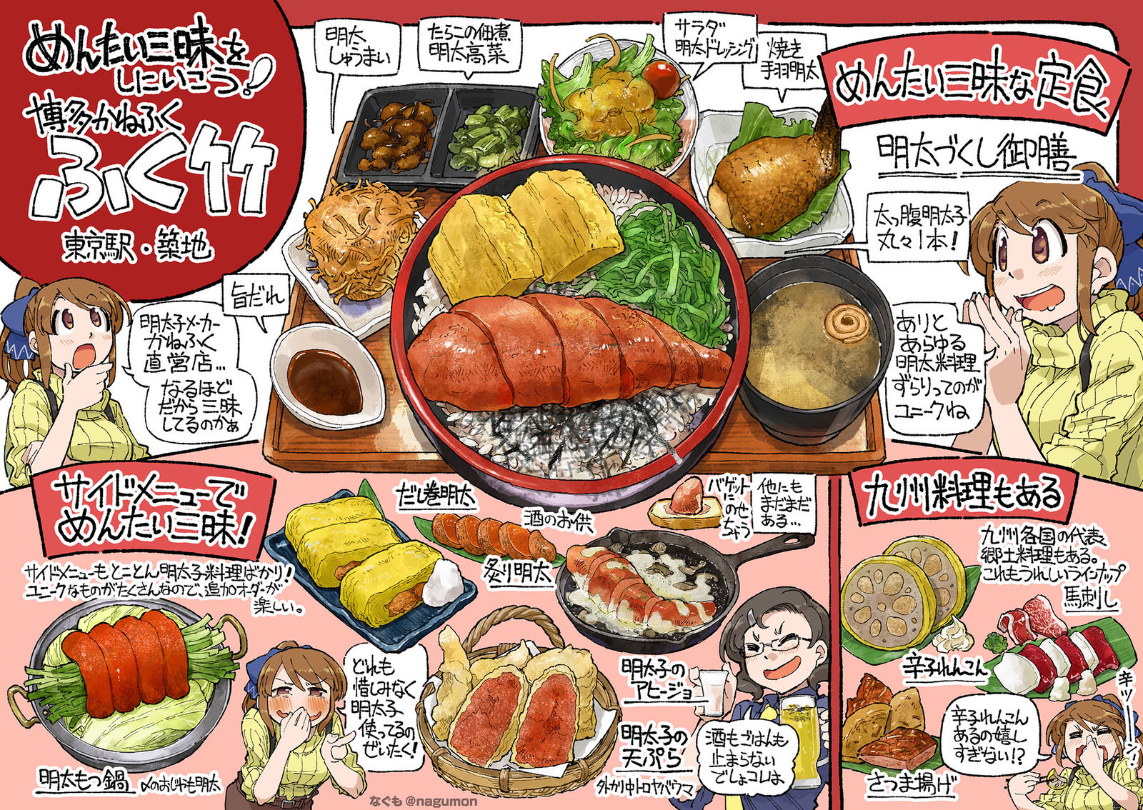 在东京站发现的能吃到所有明太子料理的明太子专卖店插画图片壁纸