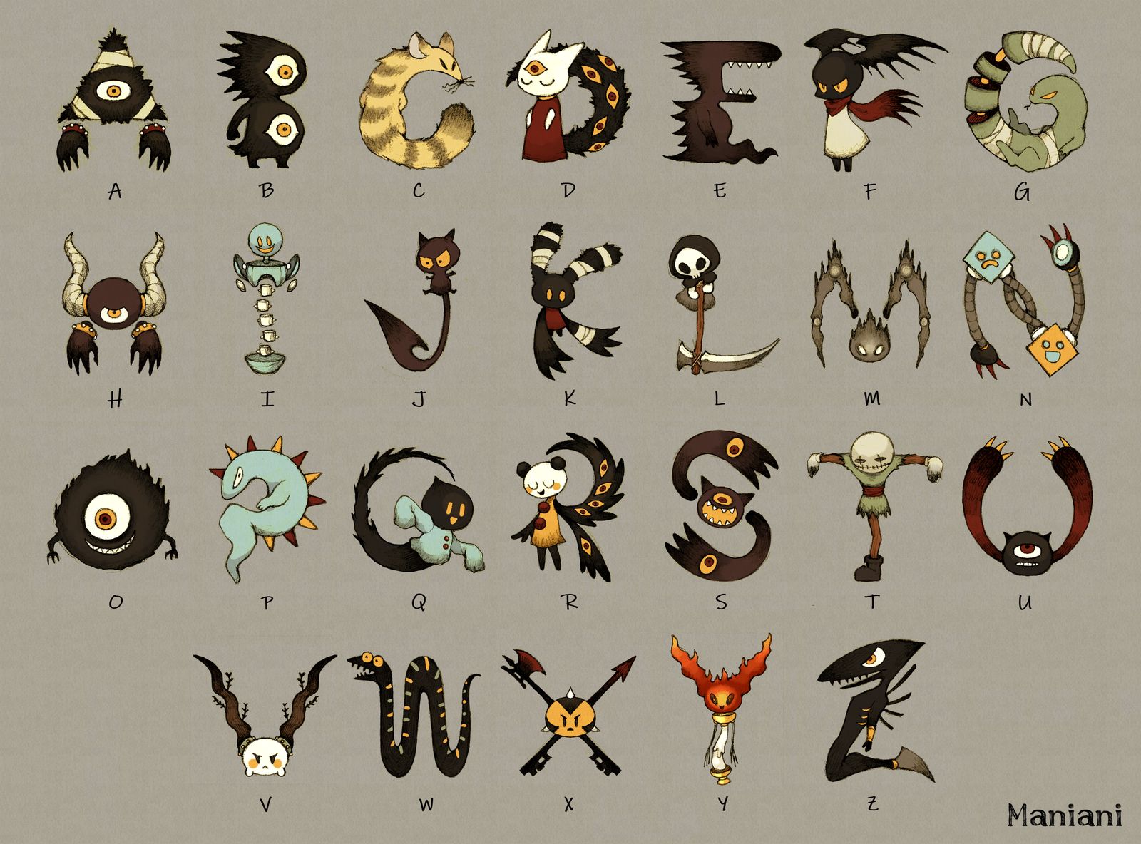 Alphabet Monsters插画图片壁纸
