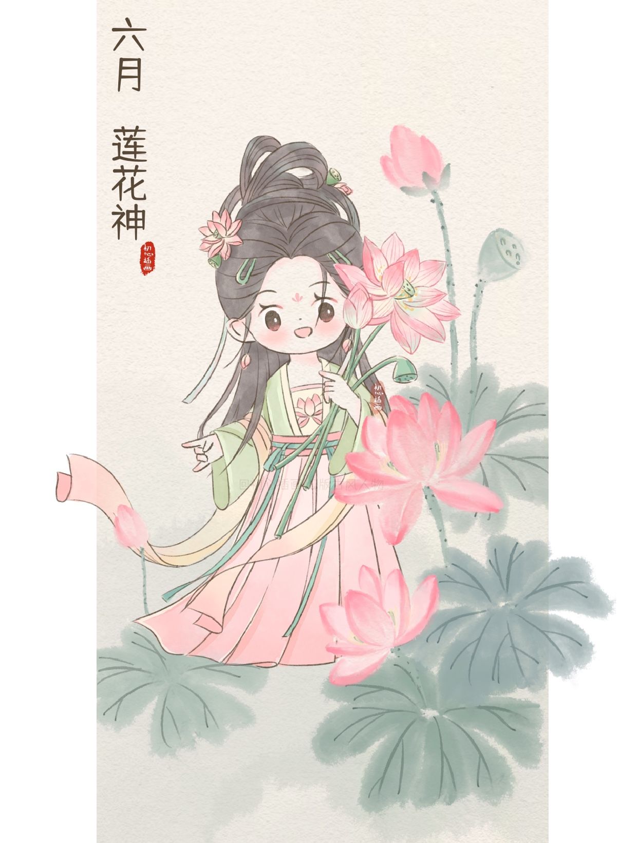 十二花神Q版古风插画合集上插画图片壁纸