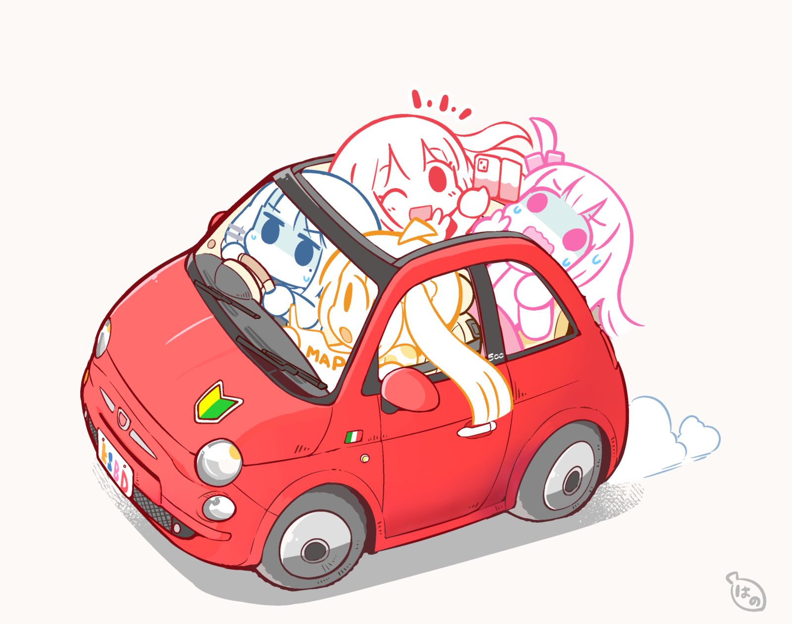 FIAT500C×捆扎带插画图片壁纸