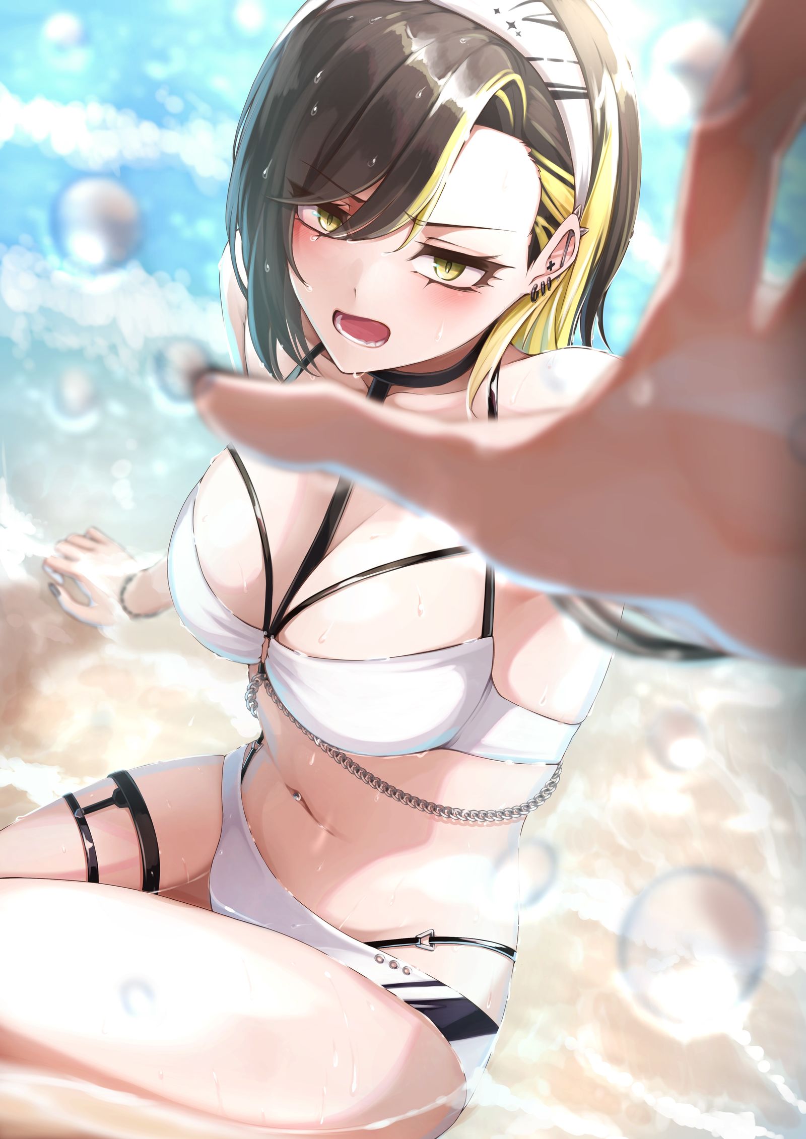“这边，别看啊……！”插画图片壁纸