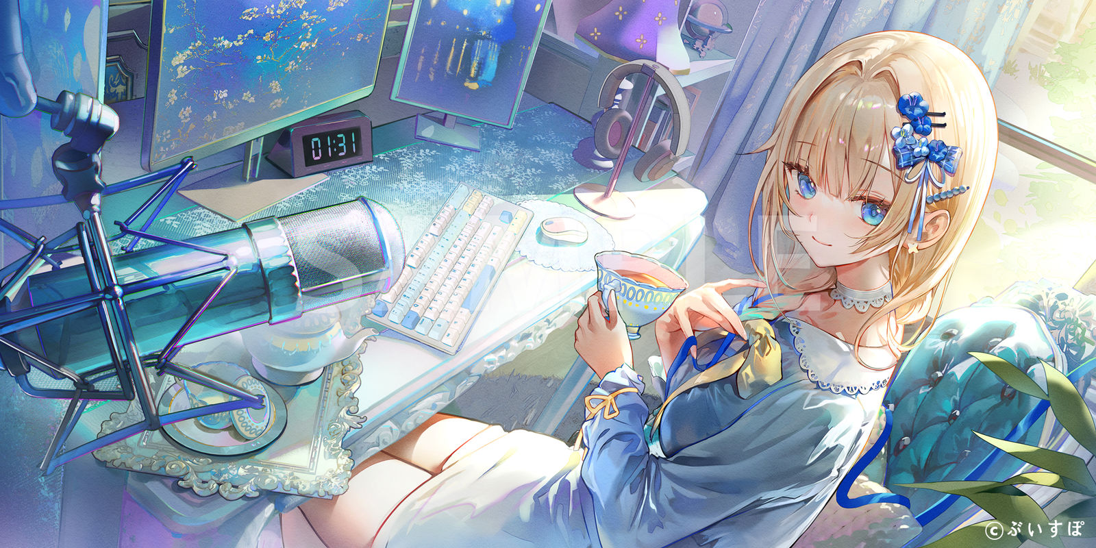 【工作画】太棒了！“VSPO！GEAR”的蓝泽爱玛插画图片壁纸