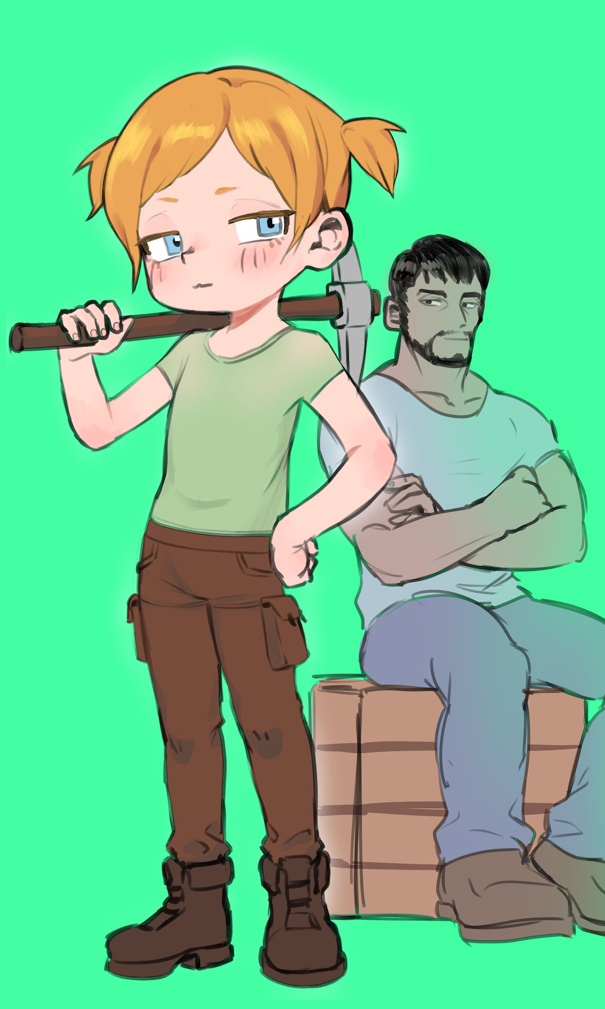 alex (chibi) and steve