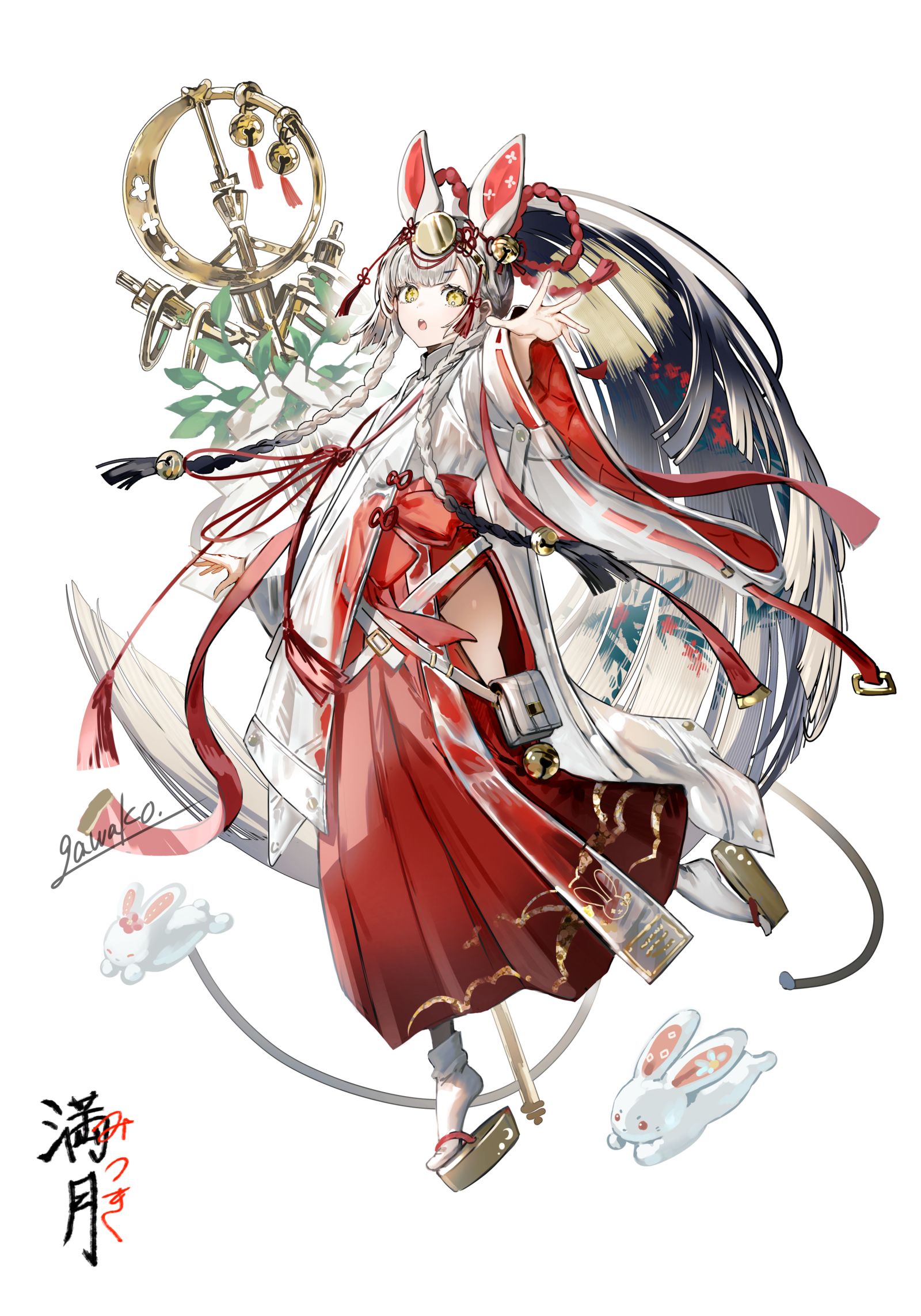 月兔的巫女插画图片壁纸