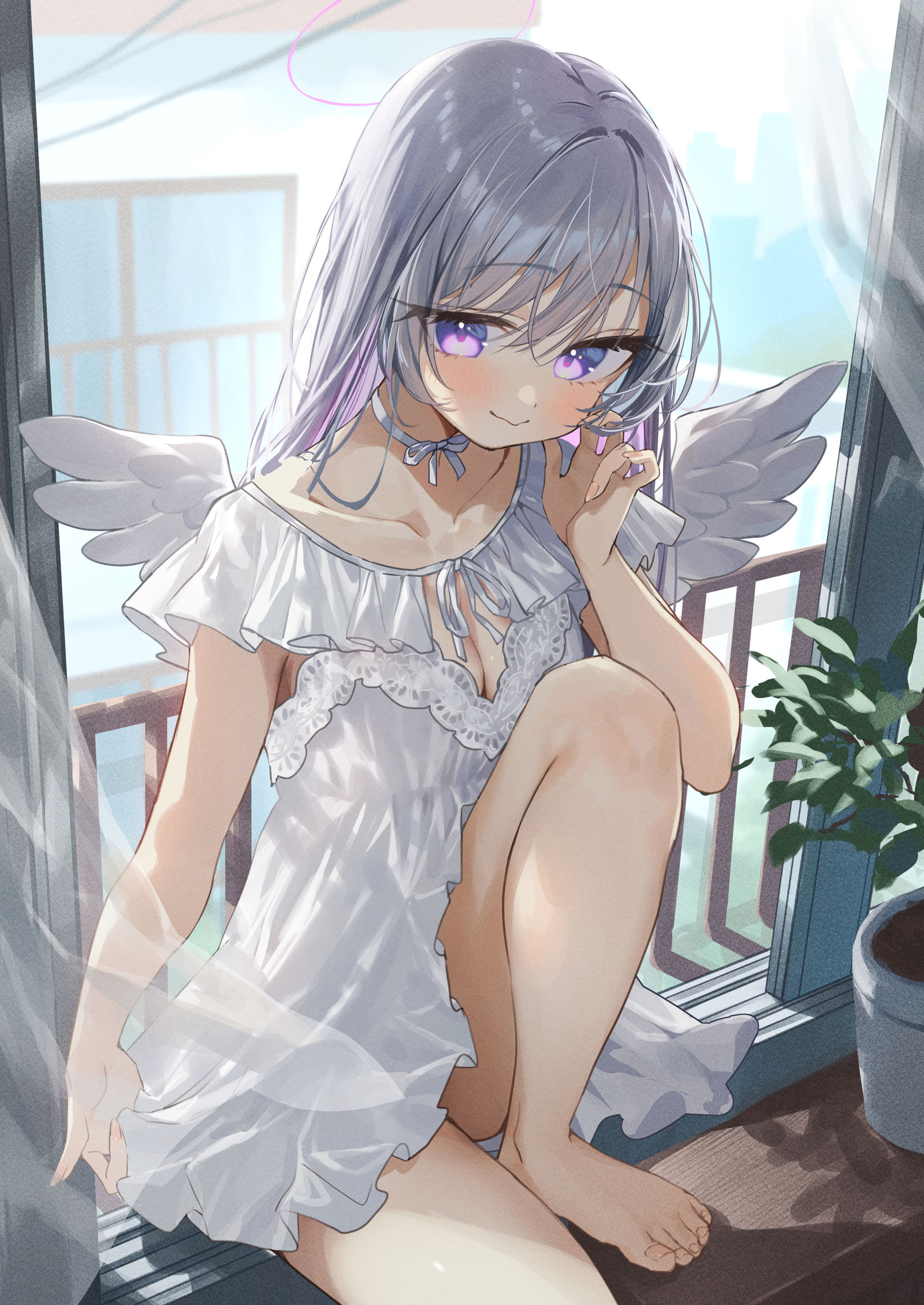 从窗户突然来的不良天使插画图片壁纸