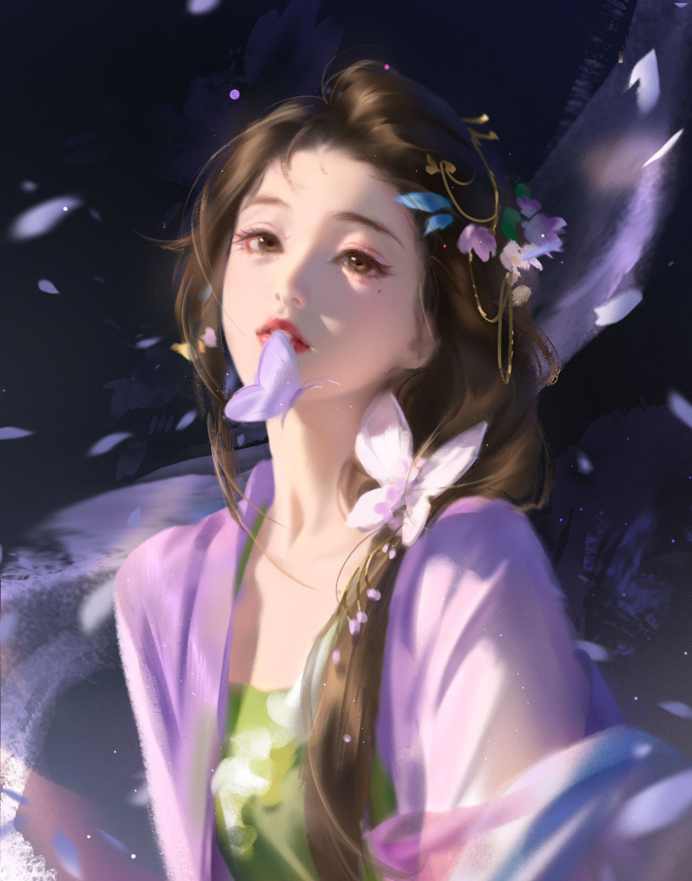 化蝶插画图片壁纸