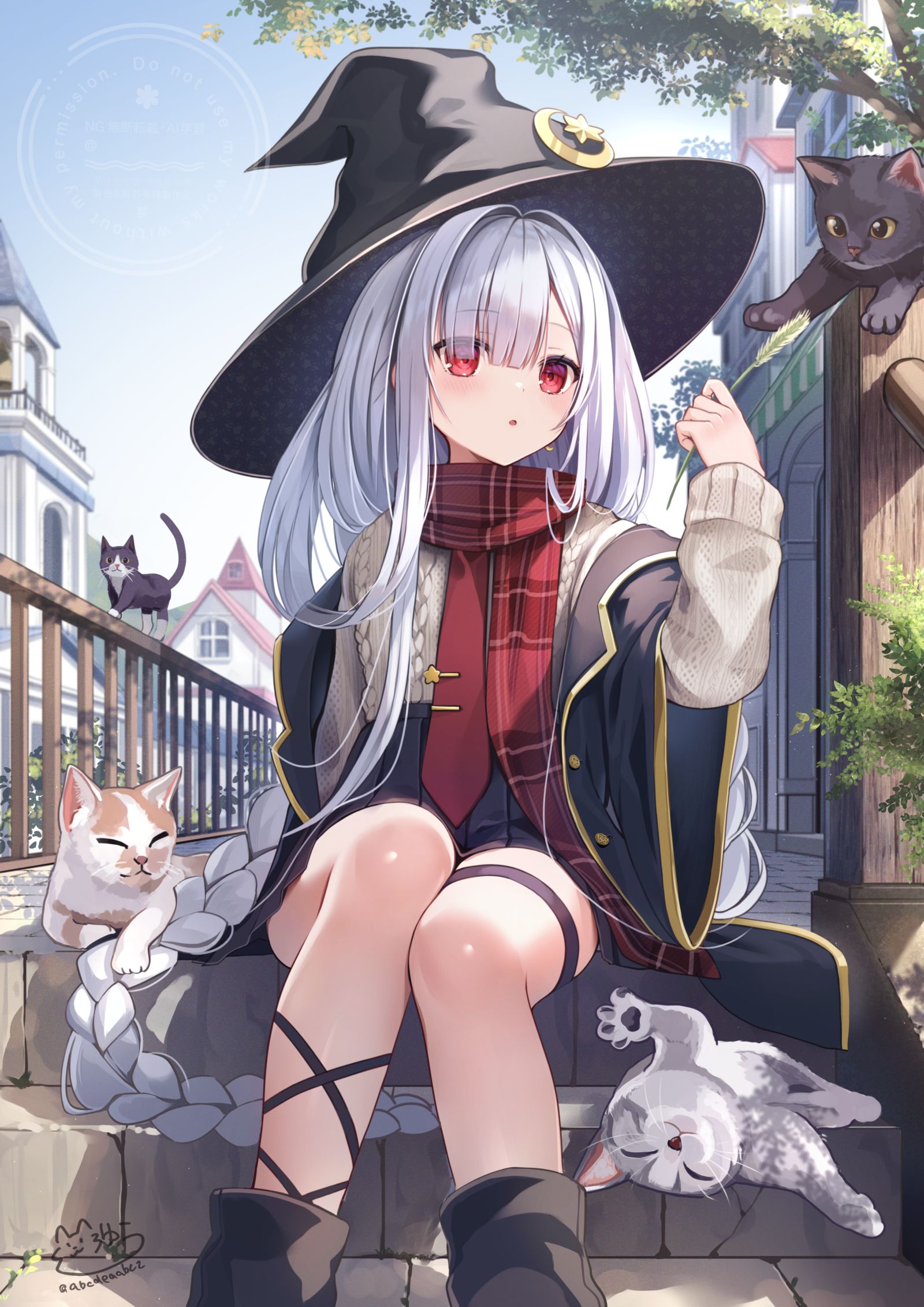 收集猫的魔法插画图片壁纸