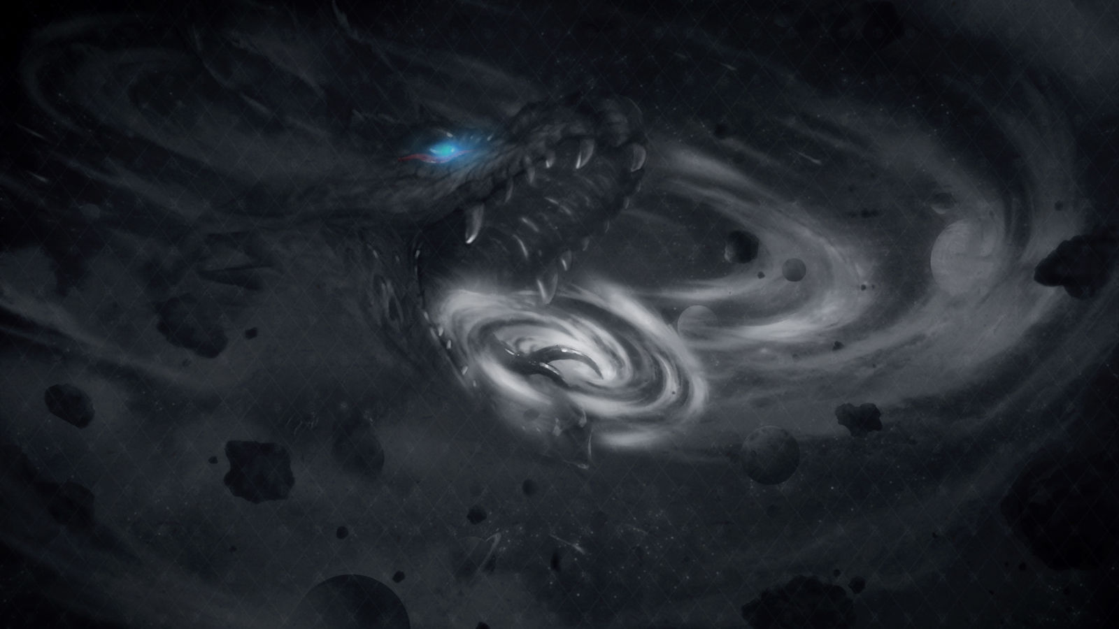 一口吃下一个星系插画图片壁纸