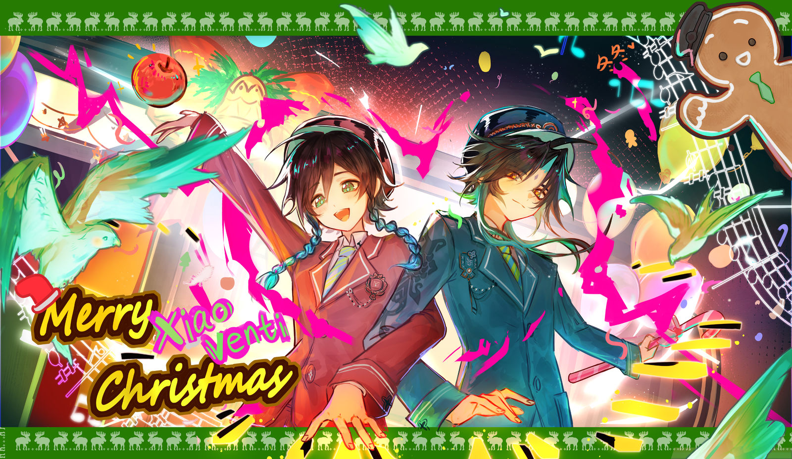 魈温【✨圣诞🎄列车🚂🎄✨】插画图片壁纸